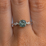 1.18ct Round Montana Sapphire and Diamond Starry Night Low Profile Solitaire in 14k White Gold