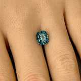 2.44CT CUSHION PRECISION CUT MONTANA SAPPHIRE, BICOLOR BLUE TEAL, 7.9X6.8MM