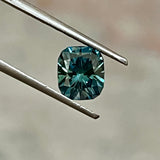 2.44CT CUSHION PRECISION CUT MONTANA SAPPHIRE, BICOLOR BLUE TEAL, 7.9X6.8MM