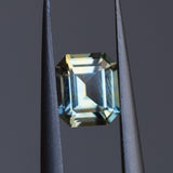 1.14CT EMERALD CUT MONTANA SAPPHIRE, LIGHT AQUA BLUE GREEN, 6.5X5.50X3.46MM