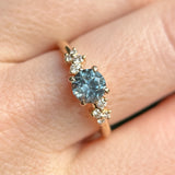 0.91ct Light Cornflower Blue Montana Sapphire and Diamond Starry Night Low Profile Solitaire in 14k Yellow Gold