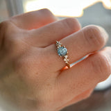 0.91ct Light Cornflower Blue Montana Sapphire and Diamond Starry Night Low Profile Solitaire in 14k Yellow Gold