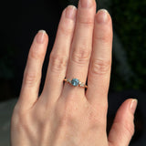 0.91ct Light Cornflower Blue Montana Sapphire and Diamond Starry Night Low Profile Solitaire in 14k Yellow Gold