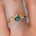 0.89ct Oval Parti Montana Sapphire and Diamond Starry Night Low Profile Solitaire in 14k Yellow Gold