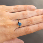 2.07ct Round Ocean Blue Montana Sapphire Evergreen Carved 4 Prong Solitaire in 14k Yellow Gold