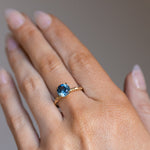 2.07ct Round Ocean Blue Montana Sapphire Evergreen Carved 4 Prong Solitaire in 14k Yellow Gold