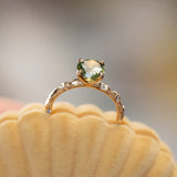 Evergreen 4-Prong Solitaire with Embedded Diamonds, Stackable - Setting