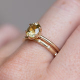 1.58ct Oval Bicolor Sunrise Montana Sapphire Lotus Solitaire in 14k Yellow Gold