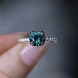 Double Claw Prong Solitaire with French Set Diamonds, Stackable - Setting