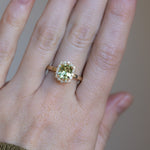 1.64ct Elongated Cushion Cut Green Montana Sapphire Antique-Style Diamond Halo Ring in 14k Green Gold