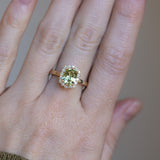 1.64ct Elongated Cushion Cut Green Montana Sapphire Antique-Style Diamond Halo Ring in 14k Green Gold