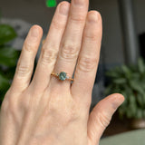 1.20ct Oval Brilliant Teal Montana Sapphire and Princess Cut Diamond Rapids Low Profile Ring in 14k Yellow Gold