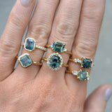 1.90ct Untreated Square Radiant Montana Sapphire Low Profile Bezel Ring with Milgrain in 14k Yellow Gold