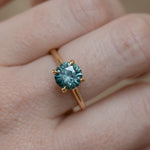 2.38ct Untreated GIA Round Montana Sapphire Four Prong Hidden Halo Solitaire in 18k Yellow Gold