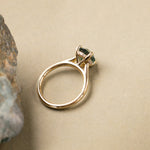 2.38ct Untreated GIA Round Montana Sapphire Four Prong Hidden Halo Solitaire in 18k Yellow Gold