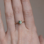 1.07ct Oval Medium Green Teal Montana Sapphire Evergreen Carved 4 Prong Solitaire in 14k Yellow Gold