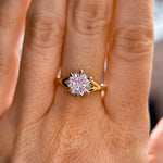 2.40ct Untreated Mauve Precision Cut Montana Sapphire Low Profile Six Prong Split Shank Solitaire in 18k Yellow Gold