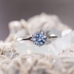 1.13ct Round Precision Cut Denim-Sky Blue Montana Sapphire Low Profile Six Prong Split Shank Solitaire in 14k White Gold