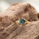 1.93ct Ocean Blue Teal Montana Sapphire Low Profile Six Prong Split Shank Solitaire in 18k Yellow Gold