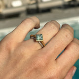 2.17ct Princess Cut Teal Montana Sapphire Contemporary Bezel Set Ring in 18k Yellow Gold