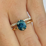 2.25ct Precision Cut Teal Montana Sapphire Four Prong Compass Set Solitaire in 18k Yellow Gold