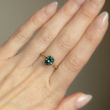 2.06ct Oval Precision Cut Teal Blue Green Oval Montana Sapphire Evergreen Carved 4 Prong Solitaire in 14k Yellow Gold