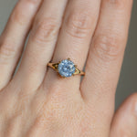 3.10ct Round Cornflower Blue Montana Sapphire Low Profile Six Prong Split Shank Solitaire in 14k Yellow Gold