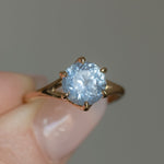 3.10ct Round Cornflower Blue Montana Sapphire Low Profile Six Prong Split Shank Solitaire in 14k Yellow Gold