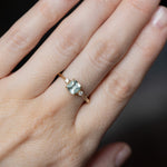 1.07ct Minty Seafoam Green Montana Sapphire and Diamond Dainty Three Stone Ring in 14k Yellow Gold