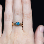 1.21ct Round Blue Precision Cut Montana Sapphire Evergreen Carved 4 Prong Solitaire in 14k Yellow Gold