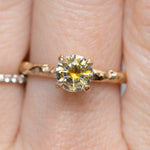 1.14ct Round Bicolor Montana Sapphire Evergreen Carved 4 Prong Solitaire in 14k Yellow Gold