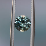 1.26CT ROUND MONTANA SAPPHIRE, LIGHT TEAL BLUE GREEN, 6.3X4.2MM