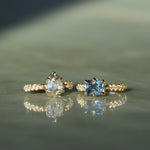 2.36ct Radiant Cut East-West Purple-Grey Spinel Low Profile 6 Prong Vine Solitaire with Diamonds in 18k Yellow