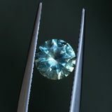 1.41CT ROUND PRECISION CUT MONTANA SAPPHIRE, PARTI MEDIUM TEAL BLUE WITH YELLOW GREEN, 6.8MM EARLY ACCESS