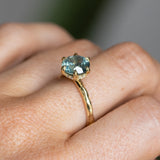 2.77ct Untreated Silky Montana Sapphire Six Prong Evergreen Hidden Halo Solitaire in 18k Yellow Gold