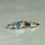 2.24ct Untreated Montana Sapphire Cushion Cut Marquise Diamond Cluster Ring in 18k Yellow Gold