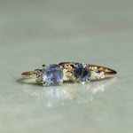 2.24ct Untreated Montana Sapphire Cushion Cut Marquise Diamond Cluster Ring in 18k Yellow Gold