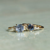 2.24ct Untreated Montana Sapphire Cushion Cut Marquise Diamond Cluster Ring in 18k Yellow Gold