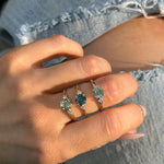 1.12ct Untreated Light Blue Montana Sapphire and Princess Cut Diamond Rapids Low Profile Ring in 14k Yellow Gold