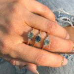 1.12ct Untreated Light Blue Montana Sapphire and Princess Cut Diamond Rapids Low Profile Ring in 14k Yellow Gold