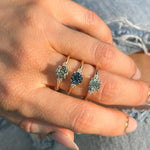 1.12ct Untreated Light Blue Montana Sapphire and Princess Cut Diamond Rapids Low Profile Ring in 14k Yellow Gold