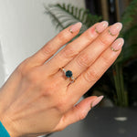 1.35ct Round Blue and Montana Sapphire and Diamond Starry Night Low Profile Solitaire in 14k Yellow Gold