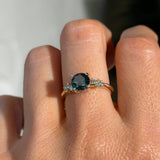 1.35ct Round Blue and Montana Sapphire and Diamond Starry Night Low Profile Solitaire in 14k Yellow Gold