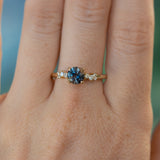 1.01ct Bicolor Midnight Purple Blue Montana Sapphire and Diamond Starry Night Low Profile Solitaire in 14k Yellow Gold