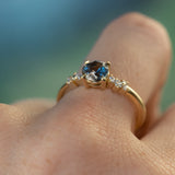 1.01ct Bicolor Midnight Purple Blue Montana Sapphire and Diamond Starry Night Low Profile Solitaire in 14k Yellow Gold