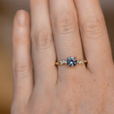 1.01ct Bicolor Midnight Purple Blue Montana Sapphire and Diamond Starry Night Low Profile Solitaire in 14k Yellow Gold