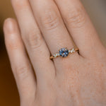 1.01ct Bicolor Midnight Purple Blue Montana Sapphire and Diamond Starry Night Low Profile Solitaire in 14k Yellow Gold