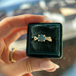 2.08ct Untreated Round Teal Sapphire Twisted Vine Split Shank Solitaire in 14k Yellow Gold with Diamonds