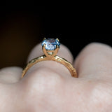 1.40ct Round Blue Precision Cut Montana Sapphire Evergreen Carved 4 Prong Solitaire in 18k Yellow Gold