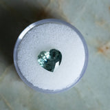 3.14CT BRILLIANT HEART MONTANA SAPPHIRE, AQUA BLUE GREEN, 9.14X4.98MM, UNTREATED, EARLY ACCESS